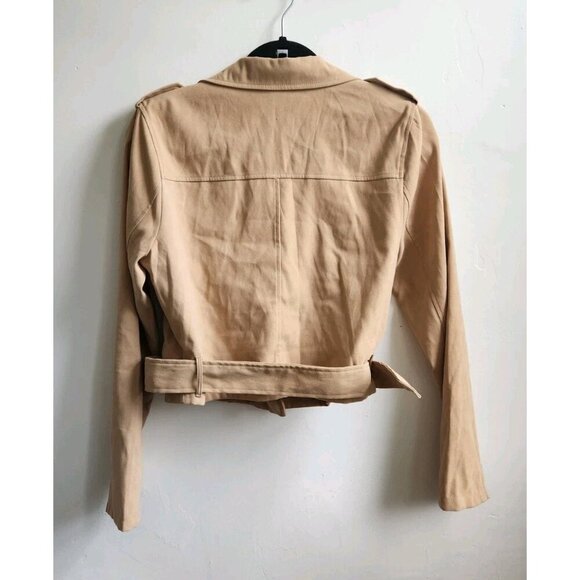 HYFVE Suede cropped full zip moto jacket women size L - Picture 6 of 8